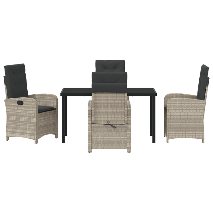 Set de dining de grădină din 5 piese cu perne în gri deschis din rattan poli - WALTI WALTI