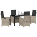 Set de dining de grădină din 5 piese cu perne în gri deschis din rattan poli - WALTI WALTI