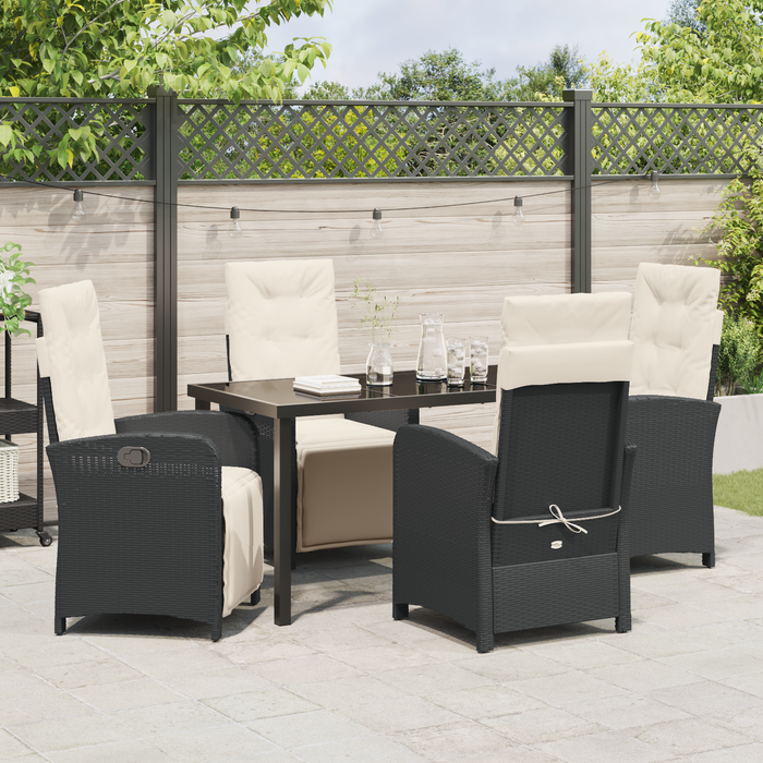 Set de dining în grădină cu 5 piese și perne din rattan poli negru - WALTI WALTI