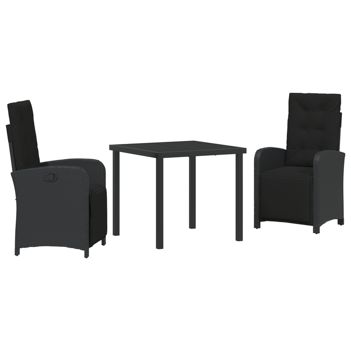 Set de dining pentru grădină vidaXL cu perne poli-ratan negru - WALTI WALTI