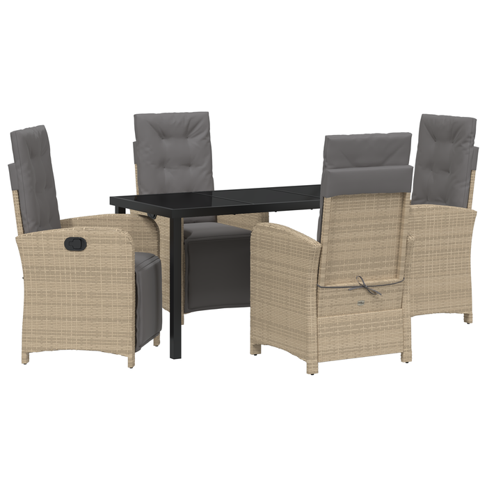 Set de dining pentru grădină vidaXL cu perne Bej Poli Ratan - WALTI WALTI