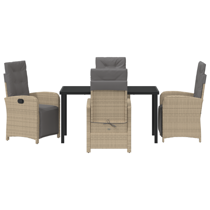 Set de dining pentru grădină vidaXL cu perne Bej Poli Ratan - WALTI WALTI