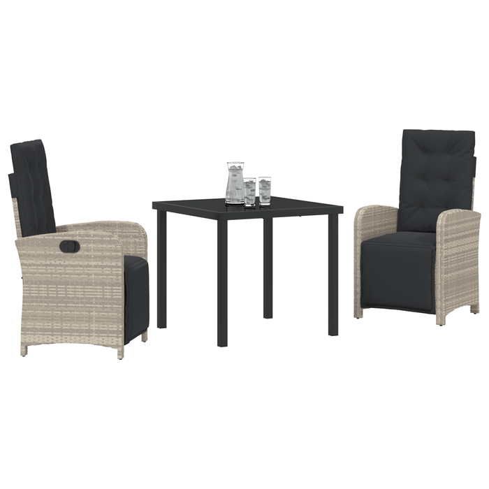 Set de dining grădină vidaXL 3 piese perne gri deschis ratan poliester - WALTI WALTI