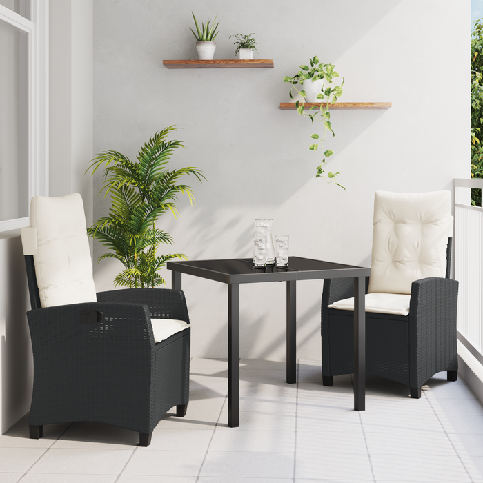Set de dining de grădină cu perne, Negru, Poliratan - WALTI WALTI