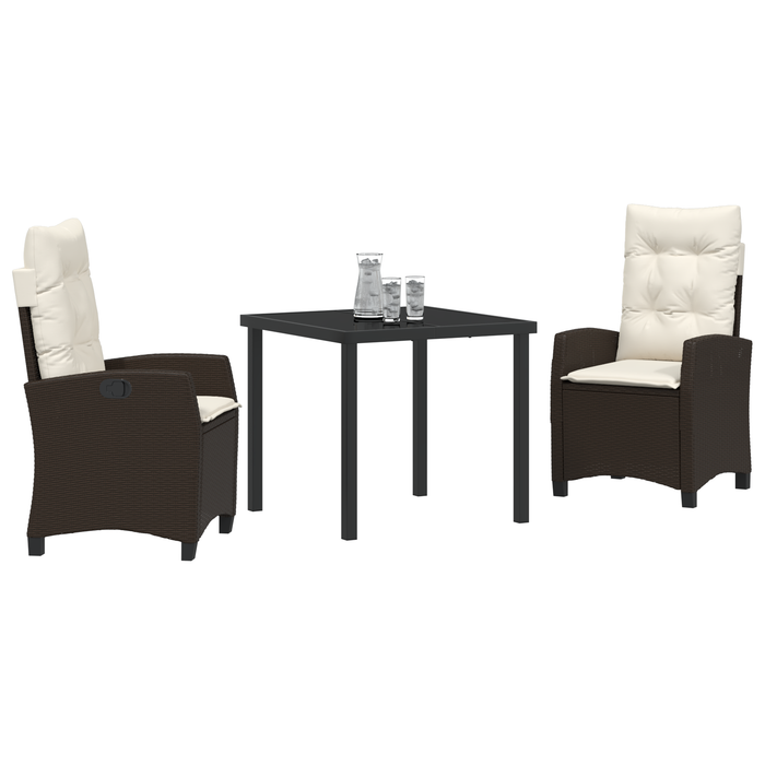 Set de dining de grădină vitaXL 3 Piese cu Perne Ratan PE Maro - WALTI WALTI