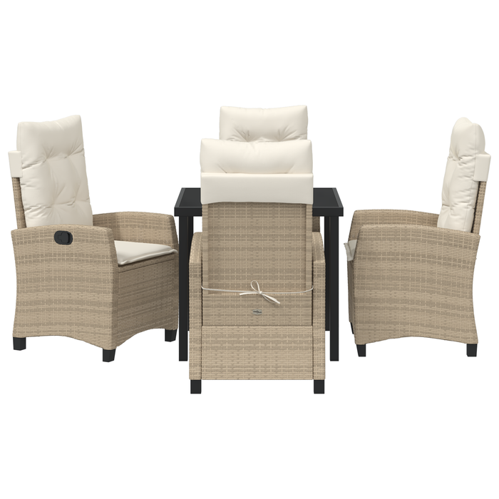 Set de dining de grădină cu perne Bej Rattan Poliester - WALTI WALTI