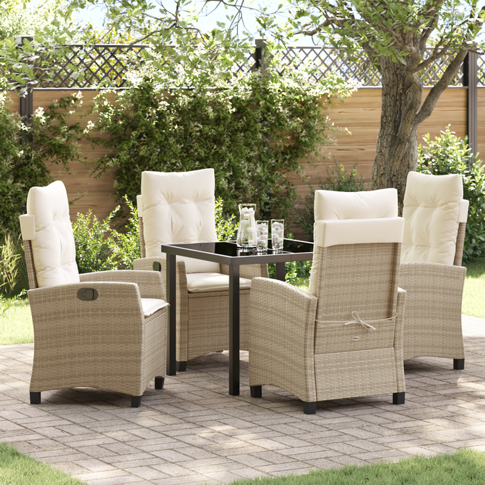 Set de dining de grădină cu perne Bej Rattan Poliester - WALTI WALTI