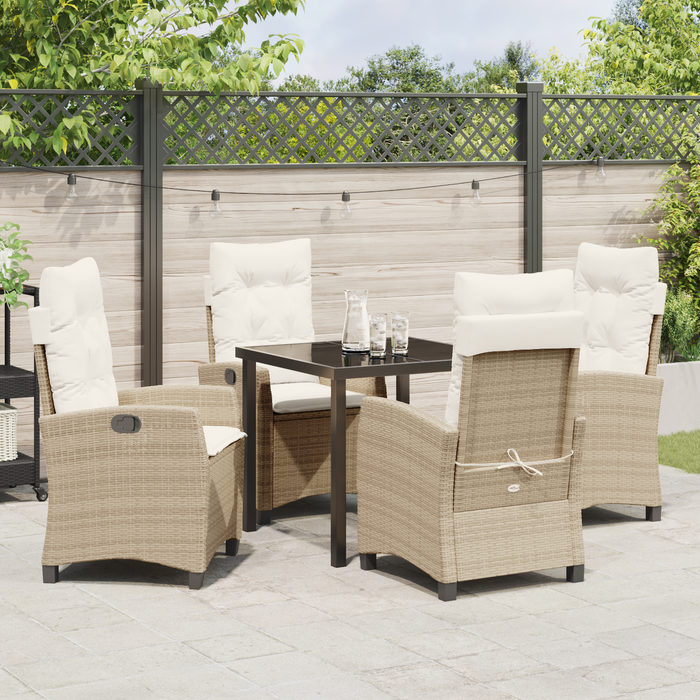 Set de dining de grădină cu perne Bej Rattan Poliester - WALTI WALTI