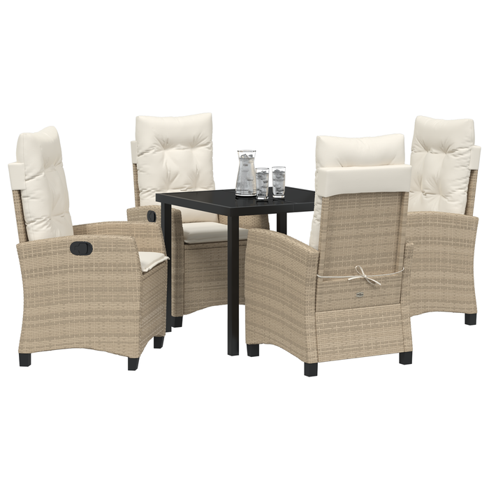 Set de dining de grădină cu perne Bej Rattan Poliester - WALTI WALTI