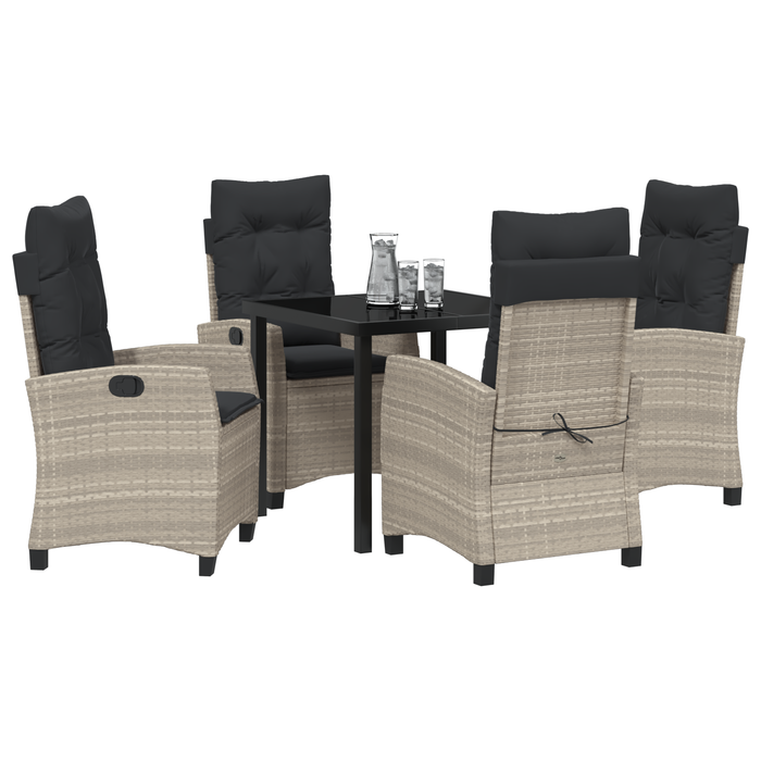 Set Dining pentru Grădină cu Perne Gri Deschis Poliratan - WALTI WALTI
