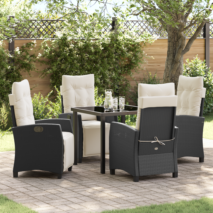 Set de dining pentru grădină 5 piese Rattan PE negru - WALTI WALTI