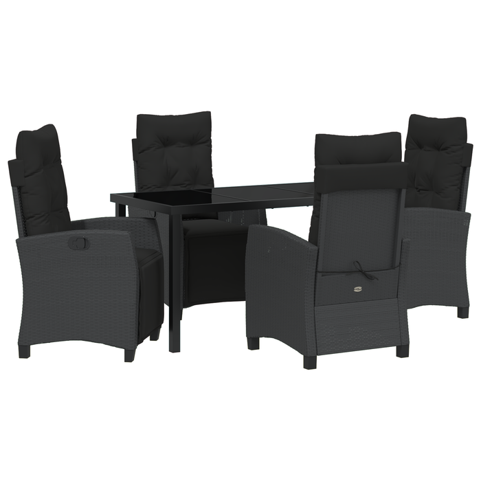 Set de 5 Piese pentru Dining în Grădină Negru Poliratan - WALTI WALTI