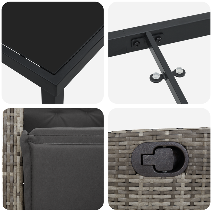 Set de Dining pentru Grădină de 3 Piese Gri Rattan PE - WALTI WALTI