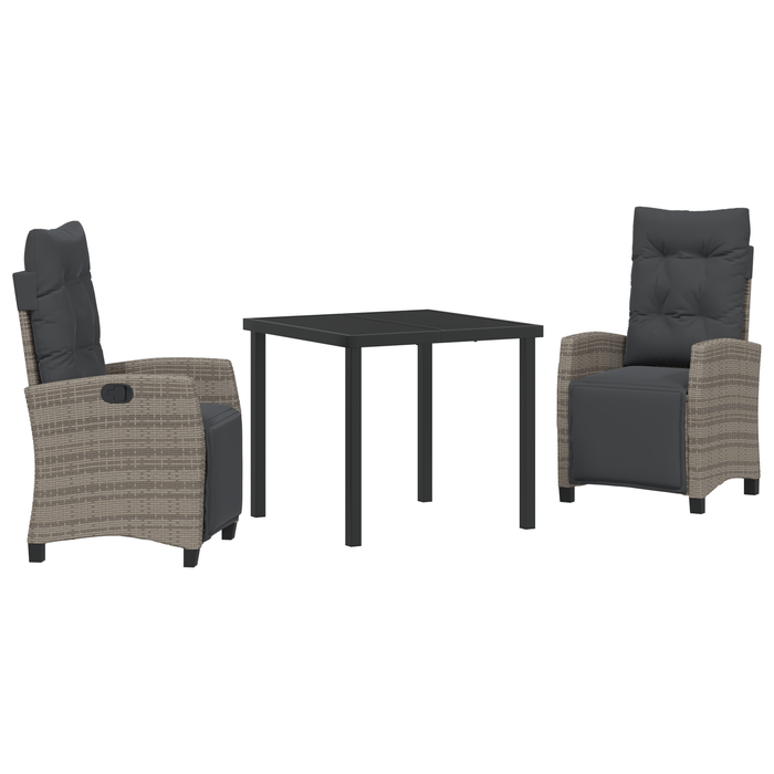 Set de Dining pentru Grădină de 3 Piese Gri Rattan PE - WALTI WALTI
