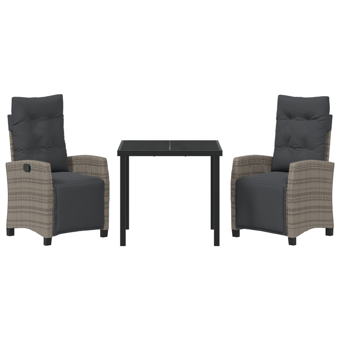 Set de Dining pentru Grădină de 3 Piese Gri Rattan PE - WALTI WALTI