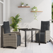 Set de Dining pentru Grădină de 3 Piese Gri Rattan PE - WALTI WALTI