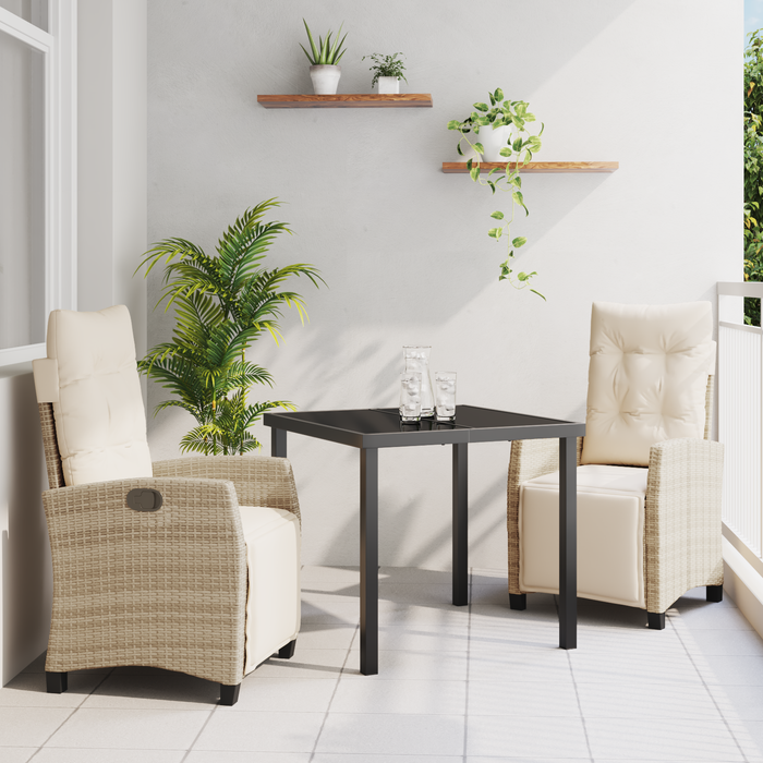 Set de dining pentru grădină, 3 piese, Bej, Poliratan - WALTI WALTI
