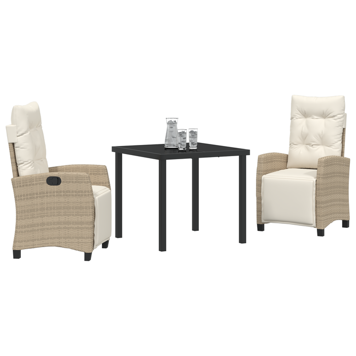 Set de dining pentru grădină, 3 piese, Bej, Poliratan - WALTI WALTI