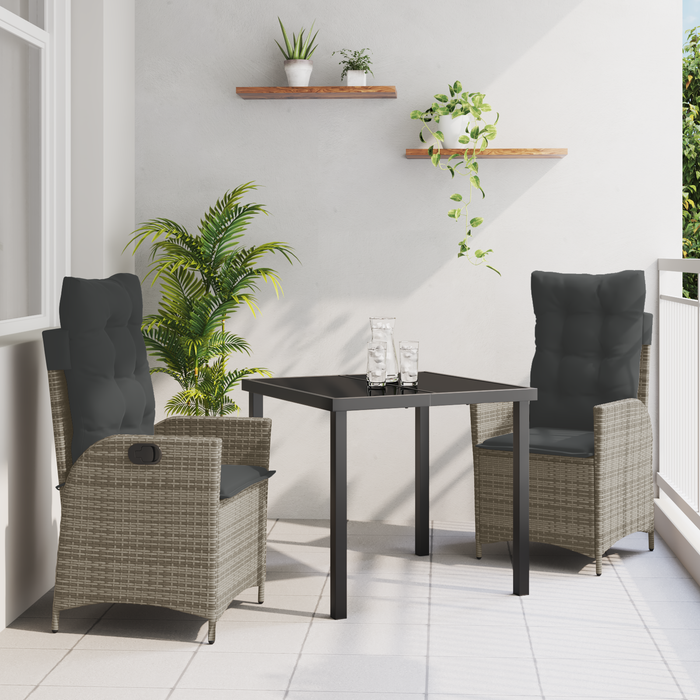 Set de Mese Diminutive de Grădină cu Perne Gri Rattan Poli - WALTI WALTI