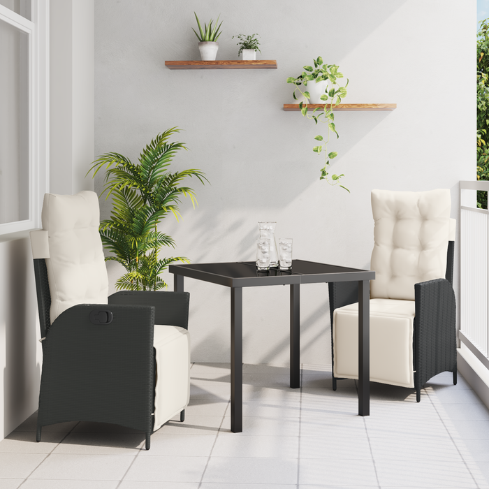 Set de dining de grădină 3 piese Negru Ratan Poli - WALTI WALTI
