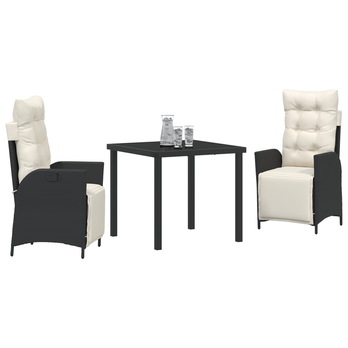 Set de dining de grădină 3 piese Negru Ratan Poli - WALTI WALTI