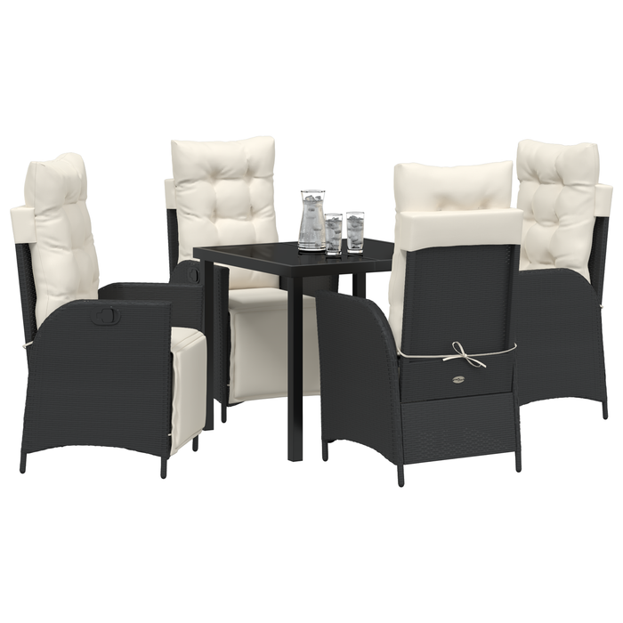 Set de Masă de Grădină 5 Piese Negru Ratan Poli - WALTI WALTI