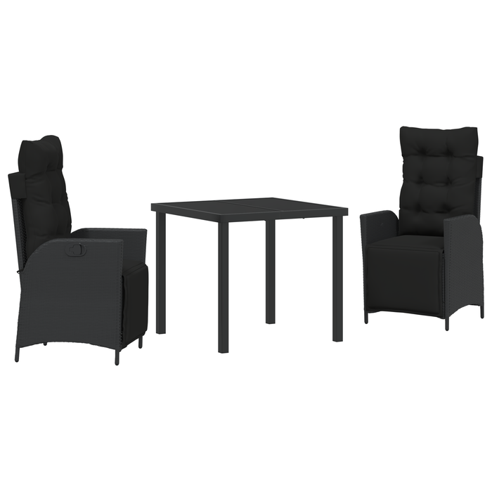 Set de masă de grădină 3 piese, ratan poli negru - WALTI WALTI