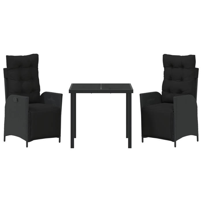 Set de masă de grădină 3 piese, ratan poli negru - WALTI WALTI