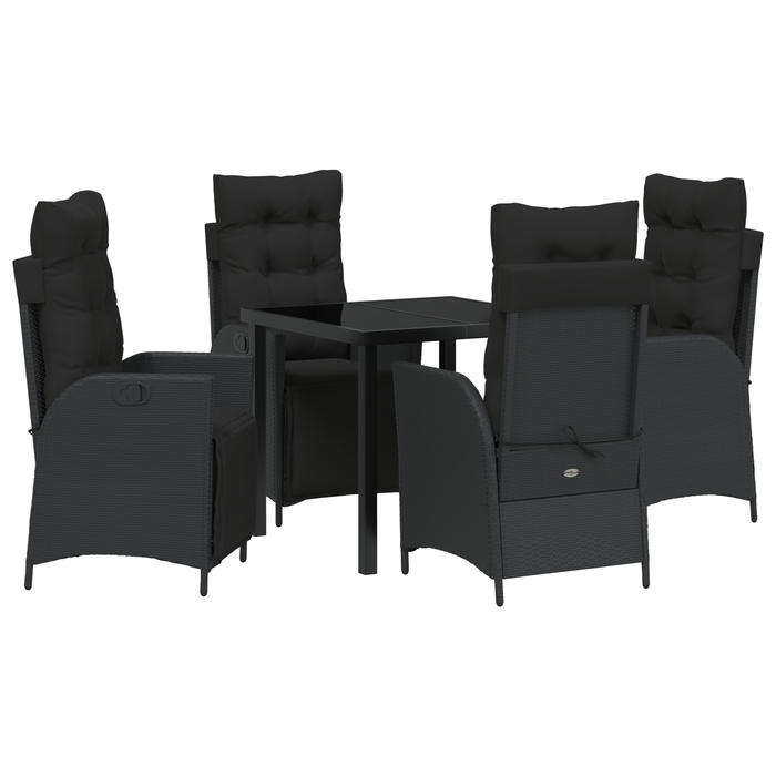 Set de 5 piese pentru servirea mesei în grădină din ratan negru - WALTI WALTI
