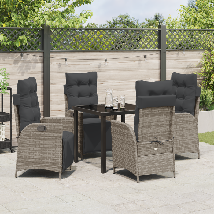 Set 5 piese dining grădină gri din rattan PE - WALTI WALTI