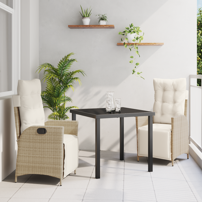 Set de Mobilier pentru Grădină din 3 Piese Bej Ratan Polimeric - WALTI WALTI