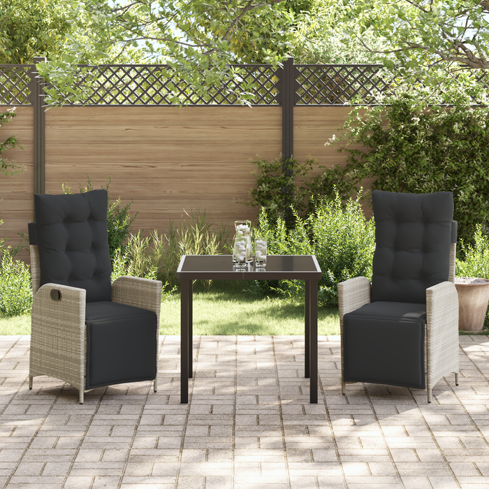 Set de Dining pentru Grădină 3 Piese Gri Deschis din Ratan Polimer - WALTI WALTI
