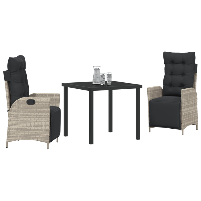 Set de Dining pentru Grădină 3 Piese Gri Deschis din Ratan Polimer - WALTI WALTI