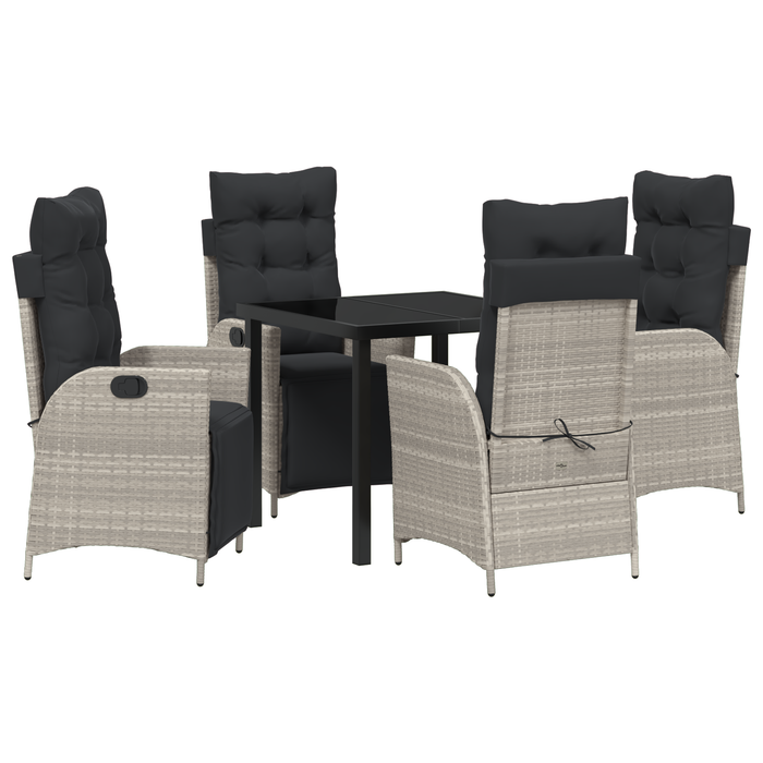 Set de dining pentru grădină 5 piese Gri Deschis Ratan Sintetic - WALTI WALTI