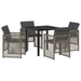 Set dining grădină vidaXL cu 5 piese și perne Gri Ratan Poli - WALTI WALTI