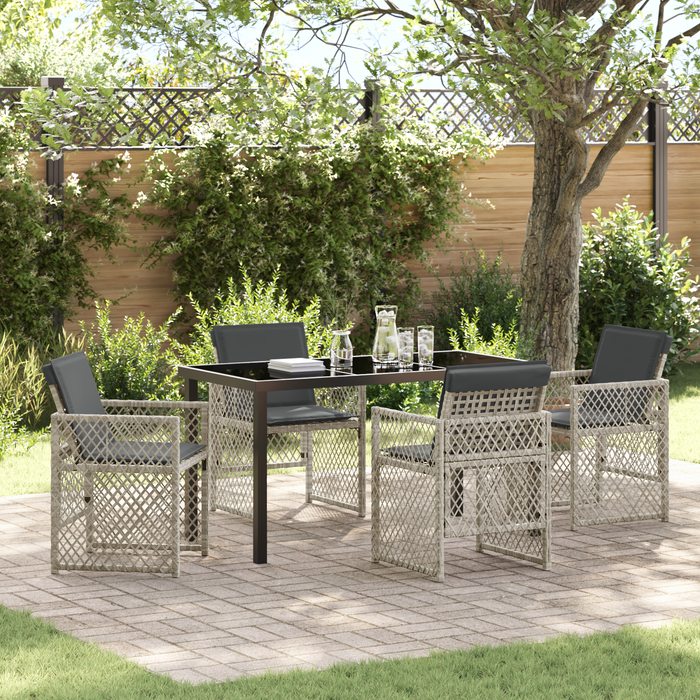 Set de dining pentru grădină vidaXL cu perne gri deschis din rattan - WALTI WALTI