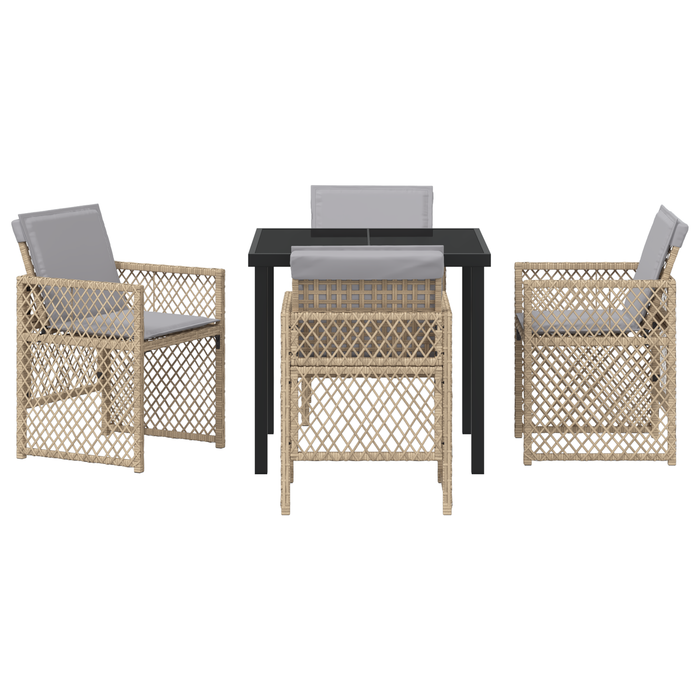 Set de dining pentru grădină vidaXL cu 5 piese și perne din ratan bej - WALTI WALTI
