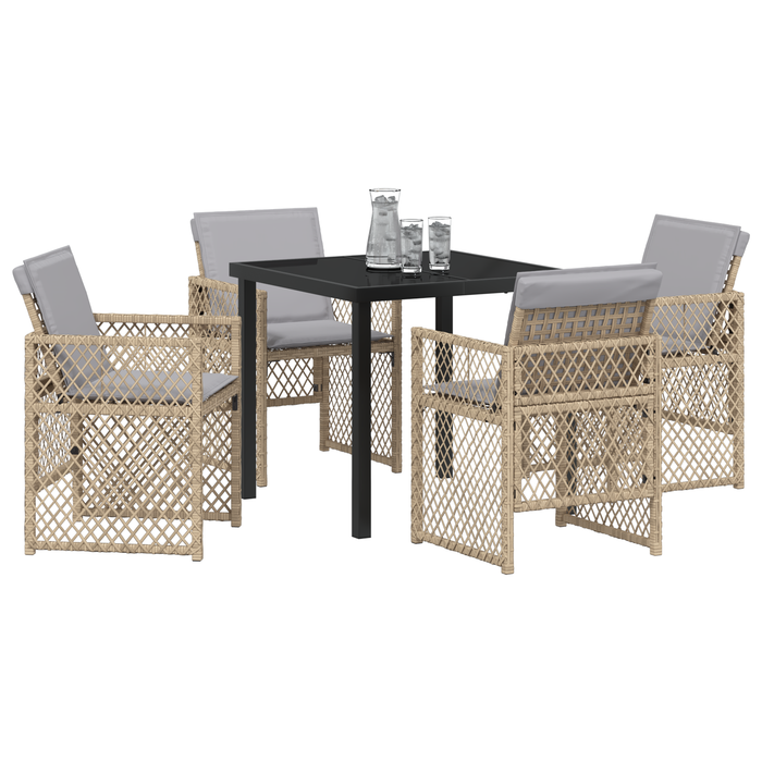 Set de dining pentru grădină vidaXL cu 5 piese și perne din ratan bej - WALTI WALTI