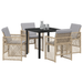 Set de dining pentru grădină vidaXL cu 5 piese și perne din ratan bej - WALTI WALTI