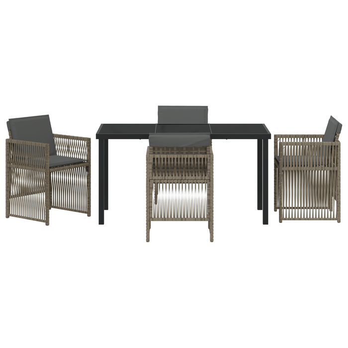 Set de dining pentru grădină cu 5 piese cu perne gri din poli ratan vidaXL - WALTI WALTI