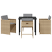 Set dining 5 piese grădină vidaXL cu perne bej din ratan poli, Masă grădină vidaXL neagră 80x80x73 cm din sticlă temperată - WALTI WALTI