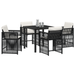Set de dining pentru grădină cu 5 piese și perne, Negru, Poliratan - WALTI WALTI