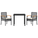 Set de dining de grădină 3 piese cu perne Negru Ratan Polimer - WALTI WALTI