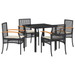 Set de Dining de Grădină 5 Piese cu Perne Negru Poliratan - WALTI WALTI