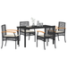 Set de dining de grădină de 5 piese cu perne din ratan negru sintetic - WALTI WALTI