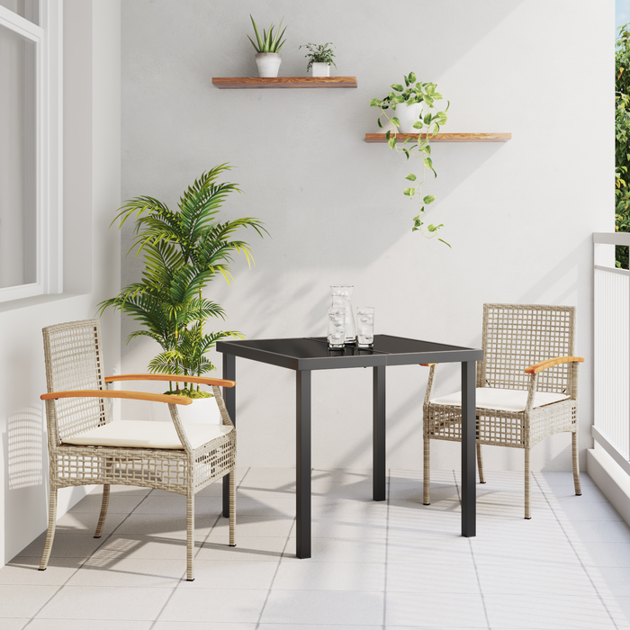 Set de dining de grădină 3 piese cu perne bej din ratan sintetic - WALTI WALTI