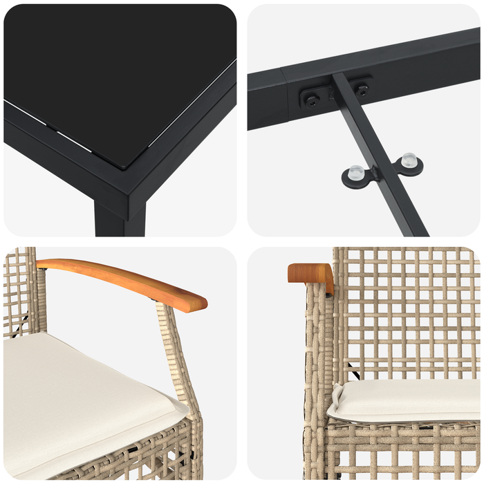 Set de dining pe 5 piese cu perne din rattan bej - WALTI WALTI