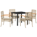 Set de dining pe 5 piese cu perne din rattan bej - WALTI WALTI