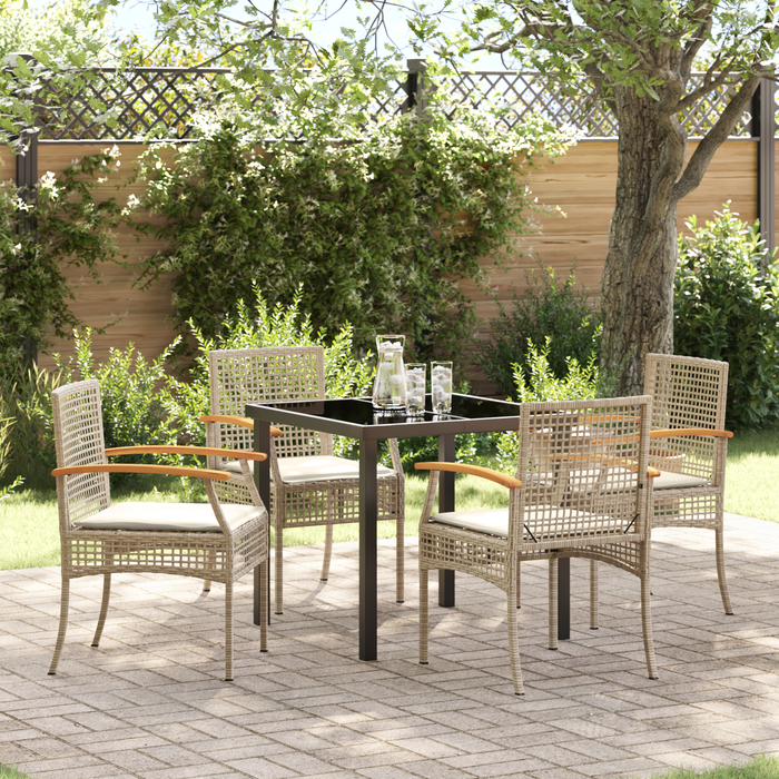 Set de dining pe 5 piese cu perne din rattan bej - WALTI WALTI