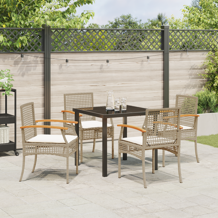 Set de dining pe 5 piese cu perne din rattan bej - WALTI WALTI